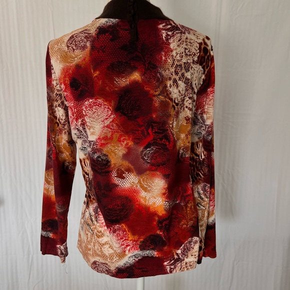 Bella Valentina Women's Silk-Cashmere Orange Mock Neck Top Long Sleeve Size M-L - Picture 2 of 6